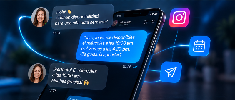 Conversación móvil con respuesta automatizada y herramientas de agenda